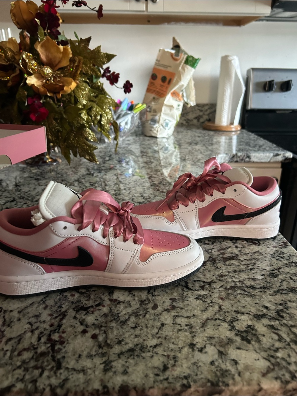 Nike Women’s Pink, White and Black Low-Top Sneakers